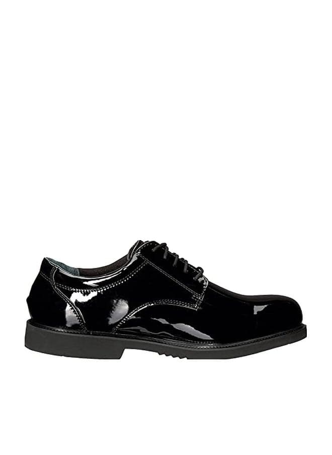 Thorogood Uniform Classics High-Gloss Black Poromeric Oxford Dress Shoes for Men and Women with EVA Cushion Flex Footbed and Non-Marking Non-Slip Rubber Outsole, Black, 11.5 M US