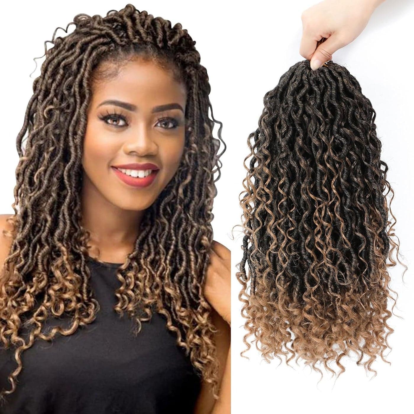 Goddess Locs Crochet Hair Boho Faux Locs Crochet Braids for Black Women Soft Bohemian Locs Crochet Hair Pre Looped River Locs Crochet Hair 18 Inch Pack of 8 1B27
