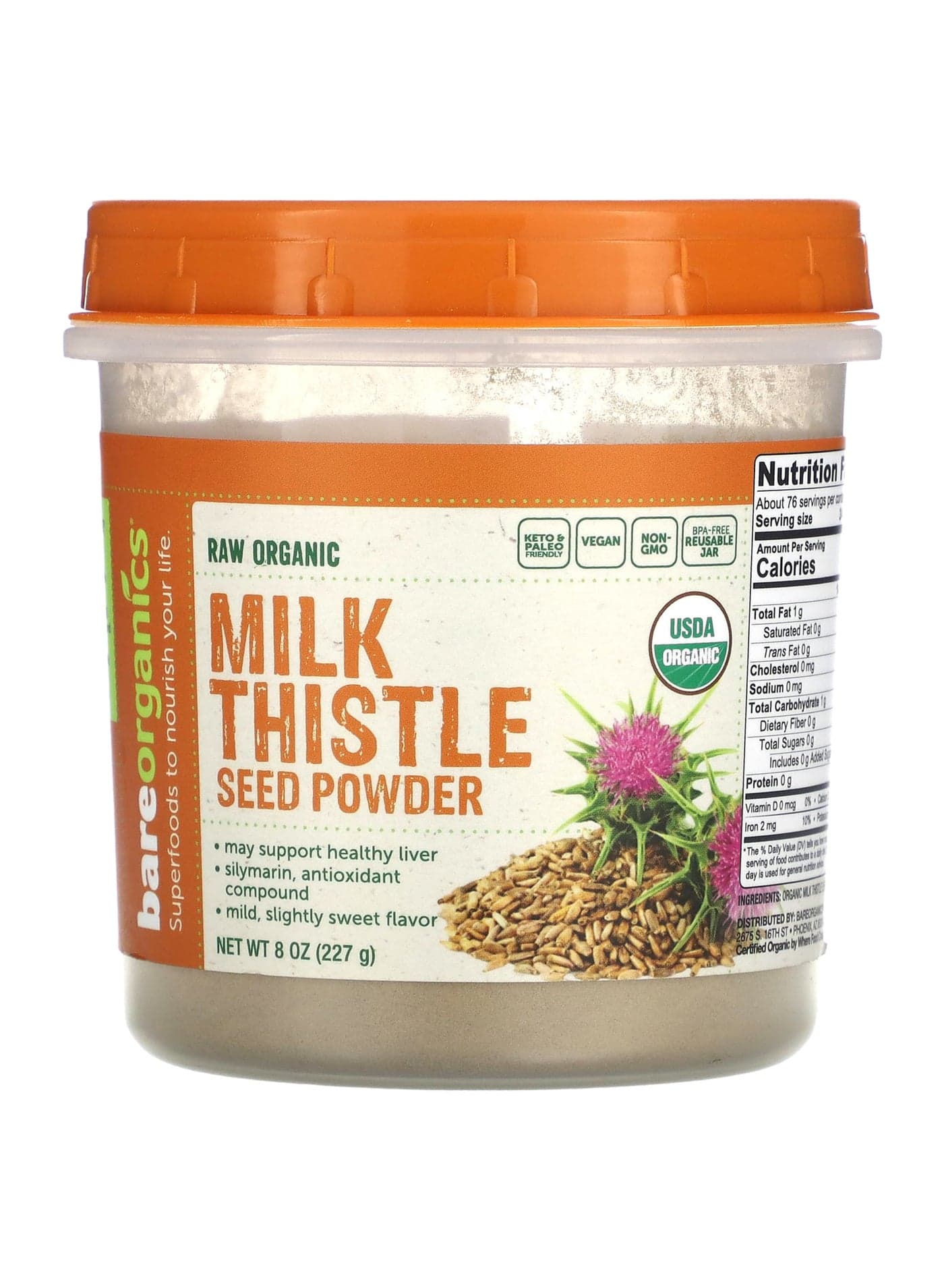 Raw Organic Milk Thistle Seed Powder, 8 oz (227 g)