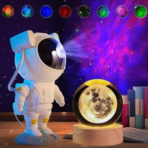 Desidiya Combo OF Astronaut Galaxy Projector Night Light & Moon Crystal Ball LED Light Space Lamp for Kids’ Bedroom, Gaming Room, Home & Party Decor, Adjustable Head Light for Home & Office Decoration