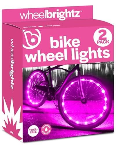 Brightz WheelBrightz Pink Bike Wheel Lights - Pink Bike Lights for Girls - Fun Colorful Pink Bike Accessories for Girls and Womens Bikes and Bicycles