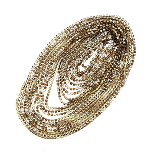 Embroiderymaterial 2MM (6SS) Rhinestones Cup Chain for Craft, Embroidery and Jewellery Making (5 Mtr, Harvest Gold & Silver Color)