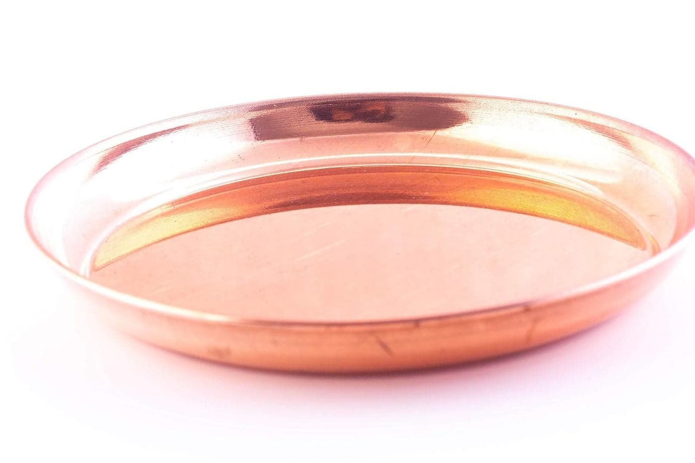 ROLIMOLI Pure Copper Thali Tray Plate, Serving Tea Coffee, Home D?cor, Tableware, 12 inch