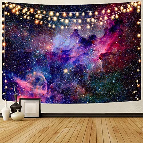 KYKU Galaxy Tapestry Wall Hanging Purple Outer Space Tapestry Cool Trippy Nebula Universe Tapestries for Bedroom Living Room Dorm Decor (W59.1 × H51.2, Purple)