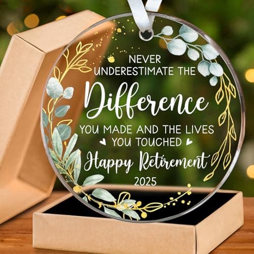 HEXMOZ Retirement Gifts - Retirement Gifts for Women, Men 2025 - Retired Ornament 2025 - Retired Gift for Coworker, Boss, Employee, Teacher, Nurse, Woman, Man - Acrylic Christmas Ornament Keepsake