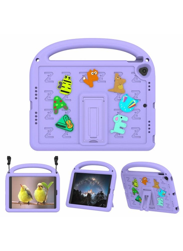 For iPad 10.2 (2021)/(2020)/(2019) Kickstand Case EVA+PC Tablet Cover Cartoon Design - Purple