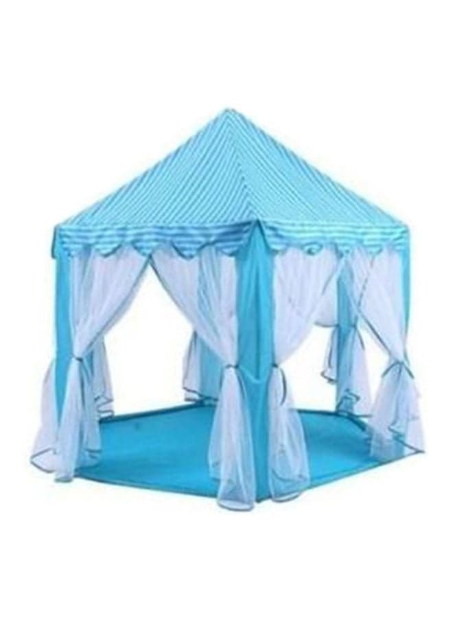Hexagonal Kids Play Tent with Mesh Curtains & Striped Roof, Large Indoor/Outdoor Castle Tent for Girls, Breathable Fabric, Perfect for Playrooms & Backyard Fun