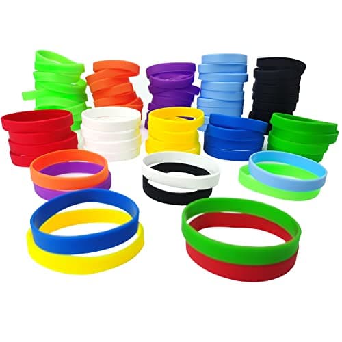 LVNRIDS 100 PCS Rubber Bracelets Colorful Silicone Elastic Wristbands Multicolor Bracelet for Youth Adult