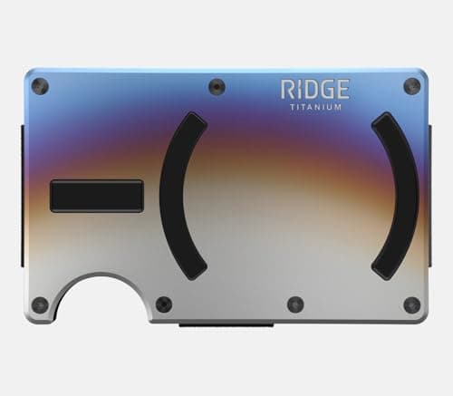 Ridge Wallets for Men Compatible with Magsafe - Slim Minimalist Compact Wallet and Card Holder, RFID Protected Front Pocket Wallets for Men with Integrated Cash Strap (Burnt Titanium)