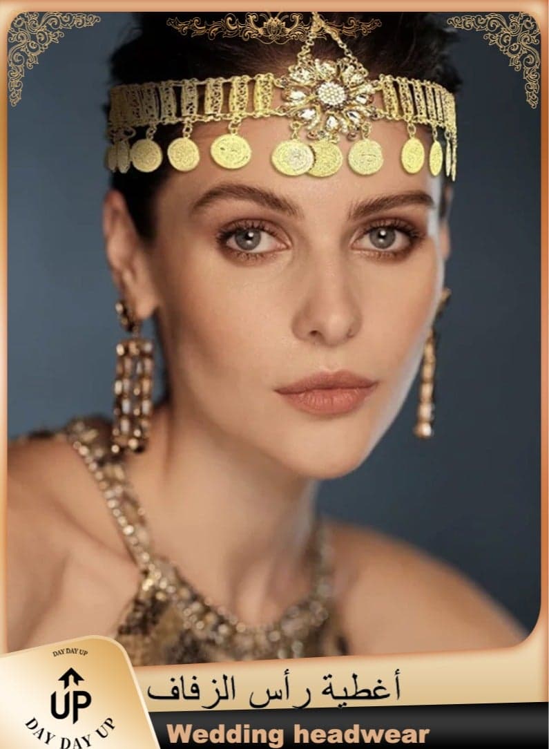 Gold Head Chain Boho Headband Headdress Headbands Wedding Headpiece Accessories Vintage Head Chain Crysatal Drop Headpiece Headband Wedding Prom Eveing for Women Girl Hair Accessories