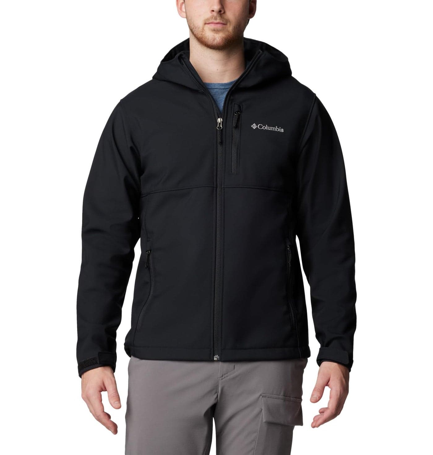 Columbia Mens Ascender II Hooded Softshell Rain Jacket, Black, 5X