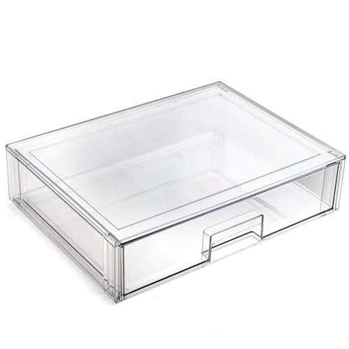 BINO Stackable Storage Drawers Shallow XLarge Clear THE CRATE COLLECTION Storage Bins With Drawers Bathroom Organizers and Storage Organization and Storage Under Sink Organizer Vanity Home