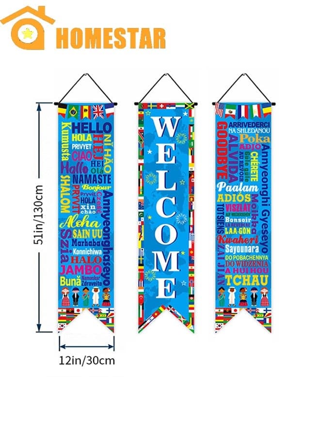 3 Pcs Soccer 2026 Hanging Porch Banner, Football Themed Hanging Couplet, Soccer Sports Party Decorations for Party Supplies, Home, Indoor, Outdoor