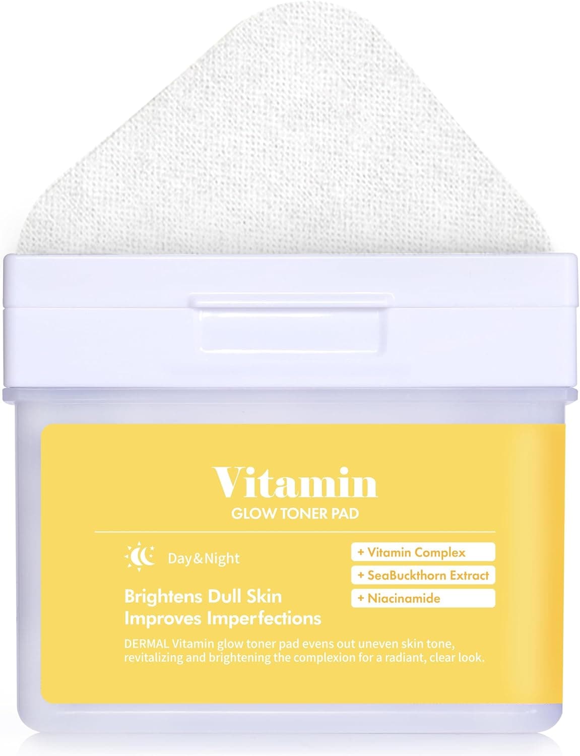 DERMAL Vitamin Toner Pad Korean Toner Pad for Antioxidant Skin Glow Radiance Improvement with Vitamin C Vegan Pure Cotton Square Pads High Capacity 120 Sheets