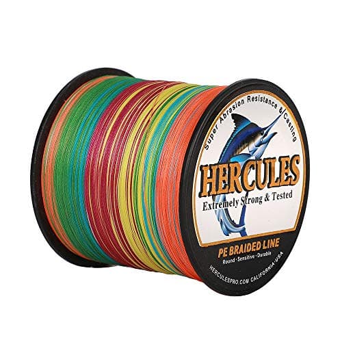HERCULES Super Strong 1000M 1094 Yards Braided Fishing Line 15 LB Test for Saltwater Freshwater PE Braid Fish Lines 4 Strands - Multicolor, 15LB (6.8KG), 0.16MM
