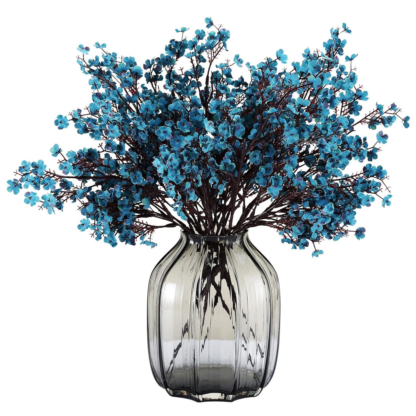 JAKYGlobal Babys Breath Fabric Cloth Artificial Flowers 12 Bundle European Fake Silk Plants Decor Wedding Party Decoration Bouquets Real Touch DIY Home Garden Autumn Blue12pcs