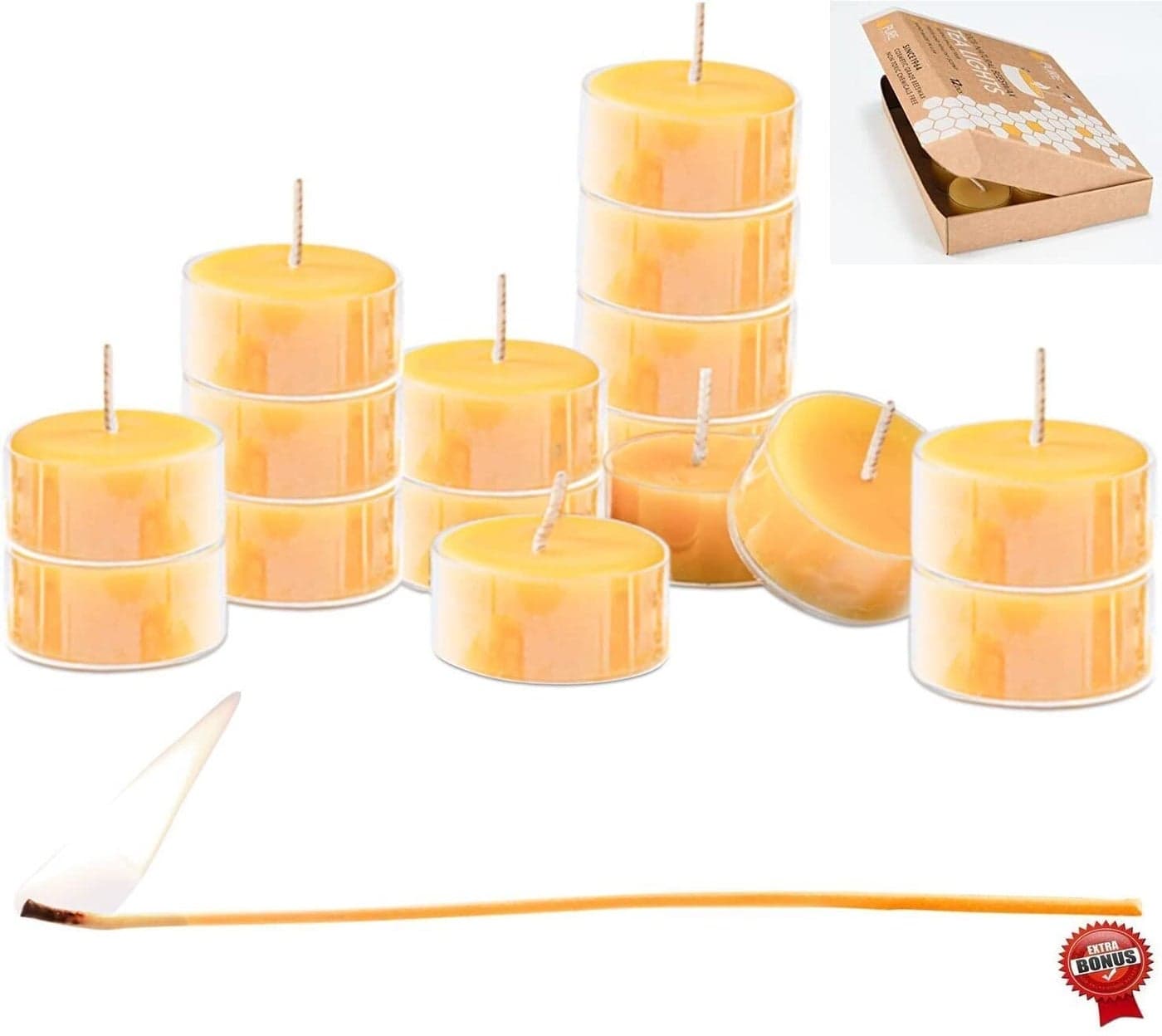 PURE PLANT HOME Honey Scented Beeswax Candles 100 Pure Natural Refined with Chemical Free Cotton Wick 10 DRIPLESS Candles Made in USA