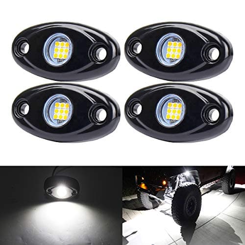 White LED Rock Lights, 4 Pods Neon 12V Waterproof Underglow Underbody Kit Crawler Crawling Dome Exterior Wheel Lights for ATV RZR UTV SUV Off-Road Auto Boat Motorcycle Glow Trail Rig Fender Lamp
