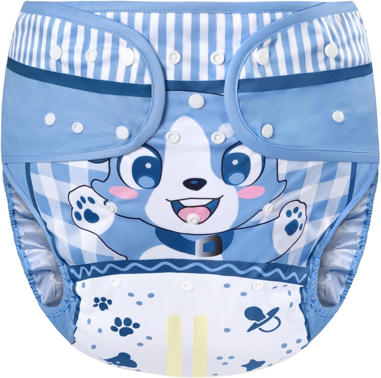 Littleforbig Washable Adjustable Reusable Waterproof Cloth Adult Diaper Wrap Cover Little Blue M