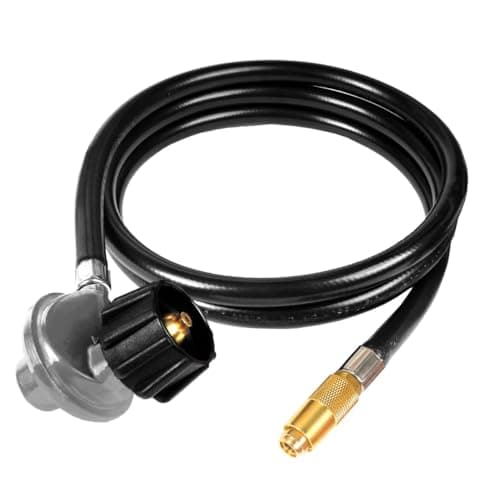 Propane Adapter Hose and Regulator for Blackstone 17inch and 22inch Table Top Griddle Connects to 20-lb Gas Grill and Griddle Weather Resistant Corrosion Resistant,Stop Wasting Money (6ft Black)