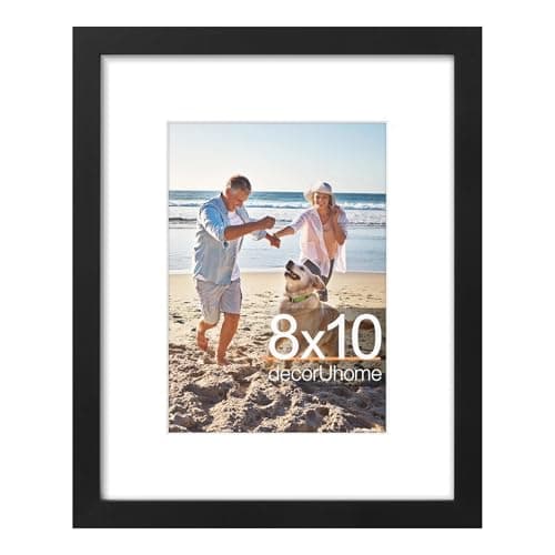 decorUhome 8x10 Picture Frame, Display Pictures 5x7 with Mat or 8x10 without Mat, Wall & Tabletop Display Photo Frame, Black, 1 Pack