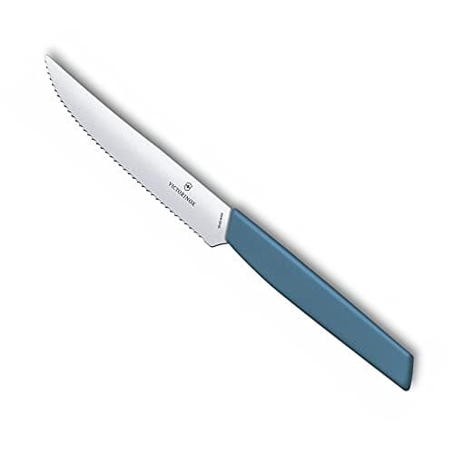 Victorinox “Swiss Modern” Steak and Pizza Knife, Modern, Sleek Looks Made of Stainless Steel, 12 cm, Cornflower Blue, Swiss Made, Standard