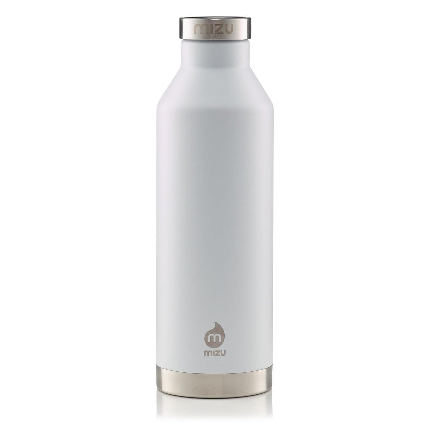 MIZU V8 Water Bottle 26 oz Double Wall Stainless Steel Vacuum Insulated Narrow Mouth with Leak Proof Cap Multiple Colors BPA Free White
