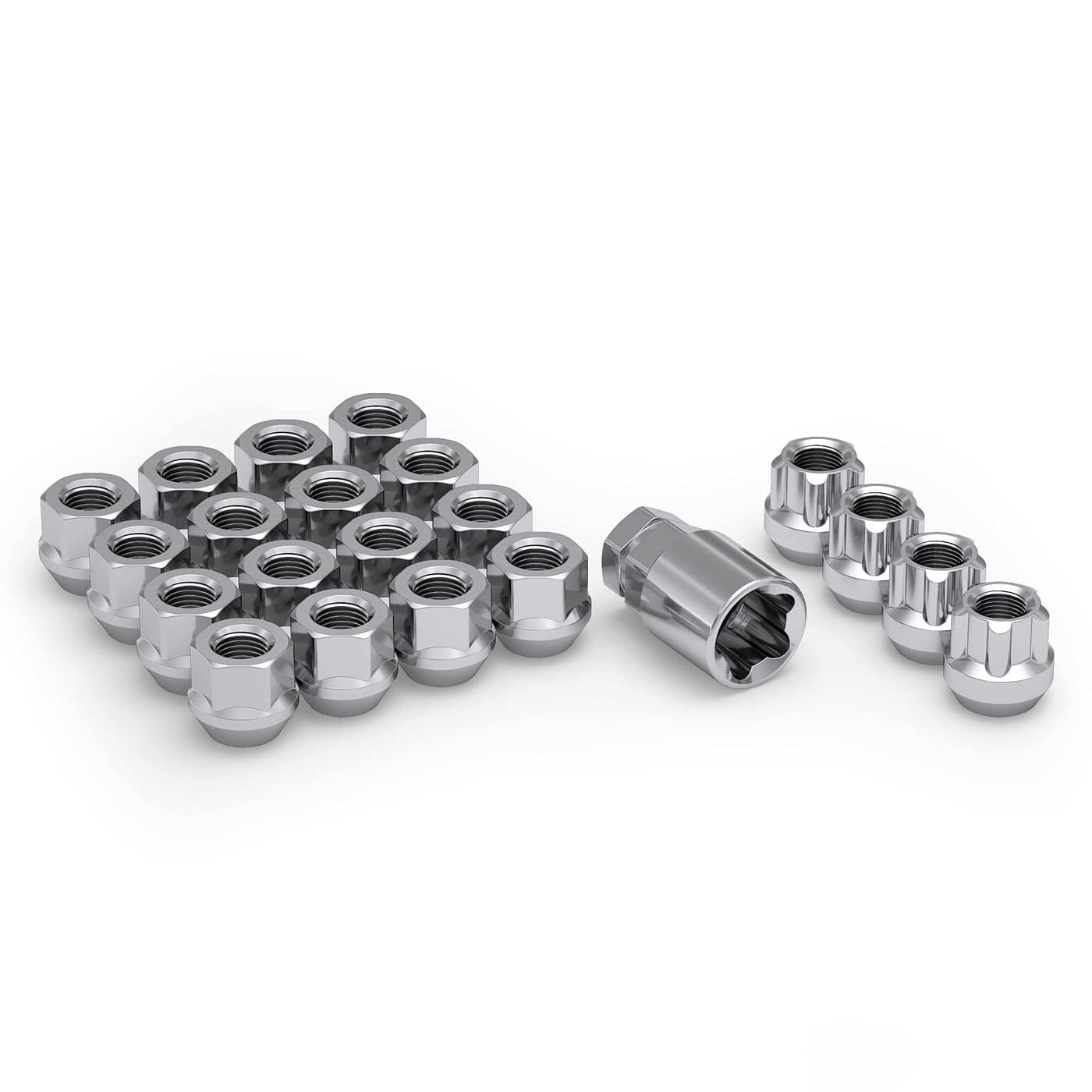 White Knight 7913061SAM Chrome M12x125 Open End Bulge Acorn Lug Nut Kit with Wheel Locks 20 Pack