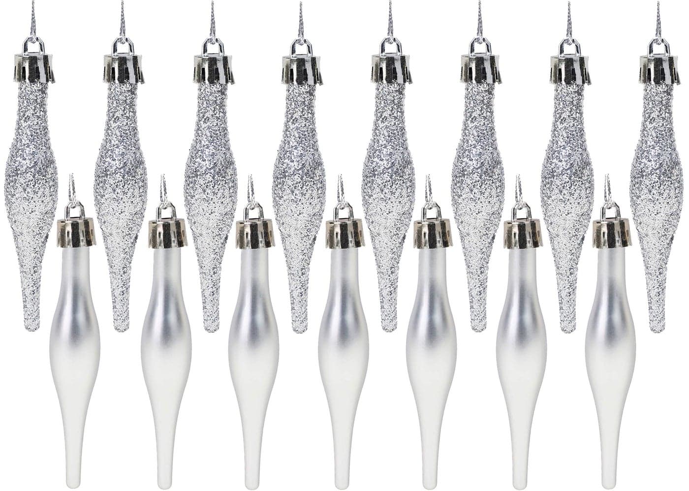 Christmas Concepts Pack Of 1585cm 85mm 34 Droplet Baubles Matte Glitter Design Christmas Baubles Silver