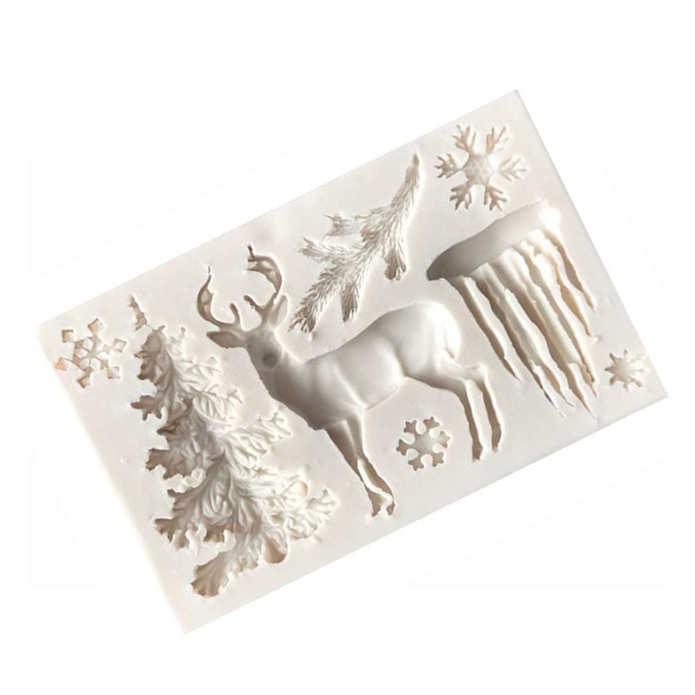 3D Xmas Christmas Cake Chocolate Mould Baking Mold Tree Snowman Silicone Fondant Shape Grey