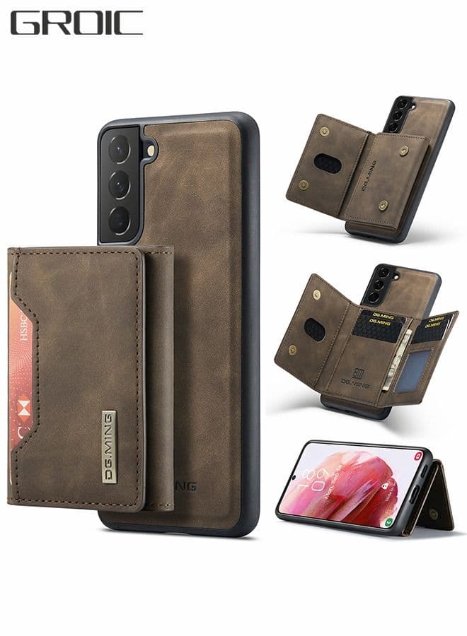 Samsung Galaxy S23 Plus 2 in 1 Clutch Wallet Phone Cover, Vintage Slim Leather Case Magnetic Detachable Tri-Fold Wallet Shell, S23+ 6.6" Leather Case with Card Holder Pocket Slim Case