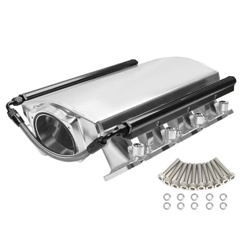 Htostar Racing Low Profile For LS3 Intake Manifold EFI Compatible with LS Rectangle Port Head Aluminum (102mm Silver)