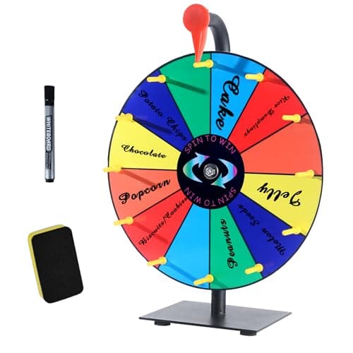 12 Inch Spin Wheel Prize Wheel with 12 SlotsHeavy Duty Base and StandIdeal for Carnival Events Home Parties and Tradeshows Engaging Spinning Wheel for Prizes Wheel of Fortune Spin the Wheel