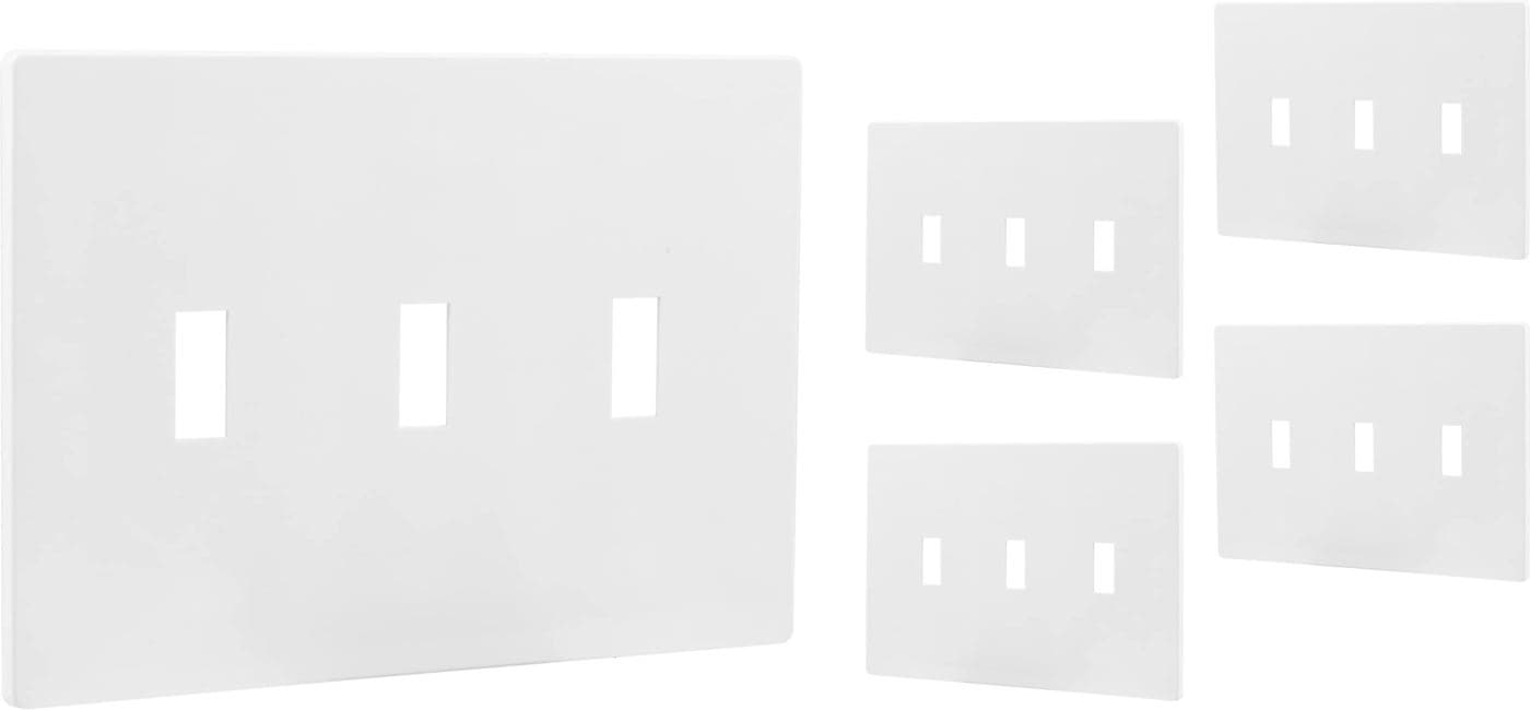 Power Gear Tripple Toggle Screwless Wall Plate Cover 47 x 027 Light switchcover OutletCovers UL Listed White 5 Pack 70655