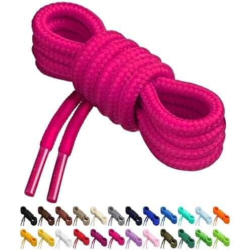 Birch Round Shoelaces 27 Colors 3/16" Thick Shoe Laces 4 Different Lengths (37" (94cm) - M, Persian Pink)