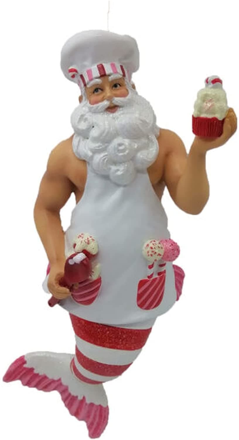 December Diamonds 5555403 Baking Santa Merman Resin Ornament 7 Inches