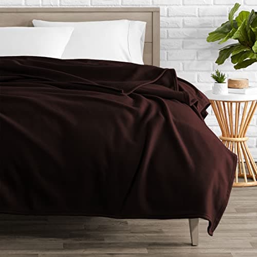 BSB HOME® 300 GSM Special for Heavy Winter Plain Light Weight Polar Fleece Blanket for Double Bed (220x230 cm, Color-Brown or Coffee)