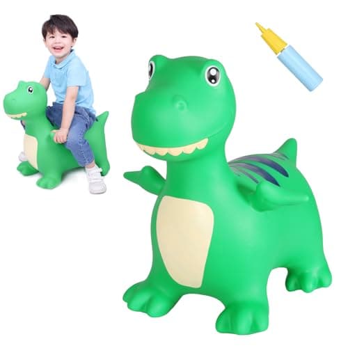 INPANY Bouncy Horse Dinosaur Hopper Toys for 2 Year Old Boy Toddlers Bouncing Animal Inflatable Hopping Buddies for Kids Ride on Rubber Bouncer Indoor Outdoor Birthday Gifts Toy for 3 4 Yr Girl