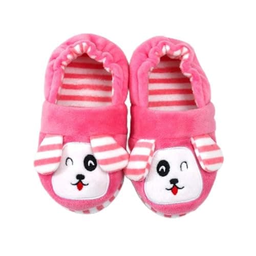Enteer Toddler Girls' Doggy Stripe Slipper US 7-8