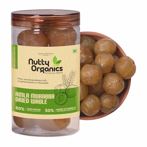 NUTTY ORGANICS Dried Amla Murabba 500 GM | Vitamin C Rich Digestive Treat | Healthy & Natural Sweet Snack | Immunity Booster
