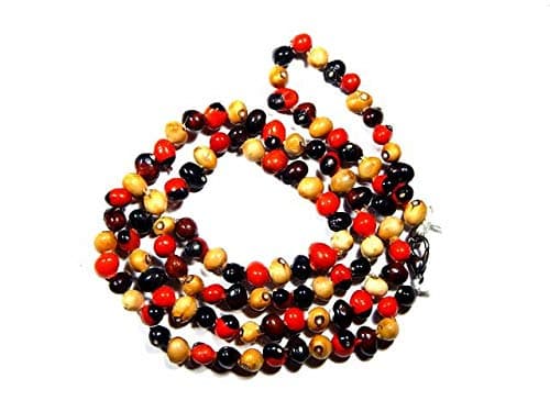 SoilMade Red, White and Black Gunja Mala, Round Shape, Wood Made, Size Aprox 108 Beads and 40g, Pack of 1 Gunja Mala in Box