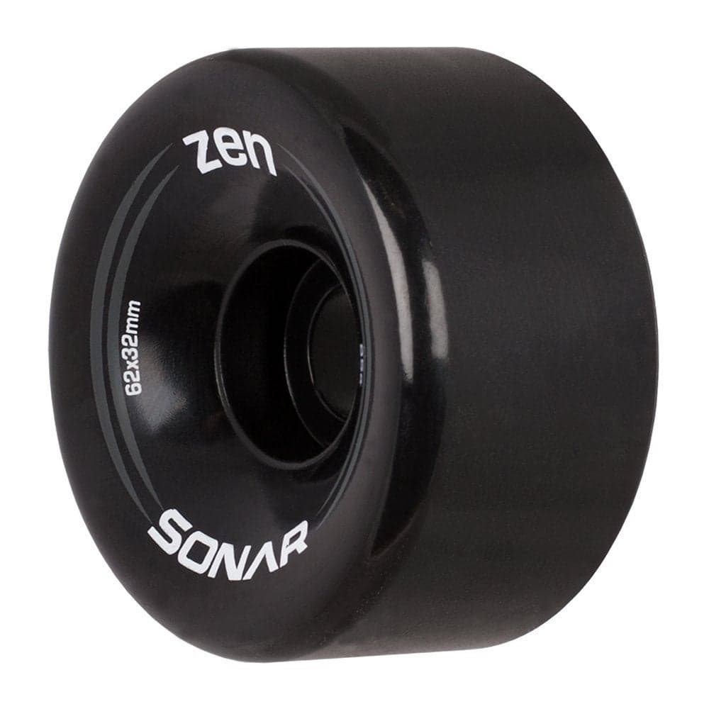 Riedell Zen Wheels - Quad Roller Skate Wheels - 4 Pack of 32mm x 62mm 85A Wheels | Black