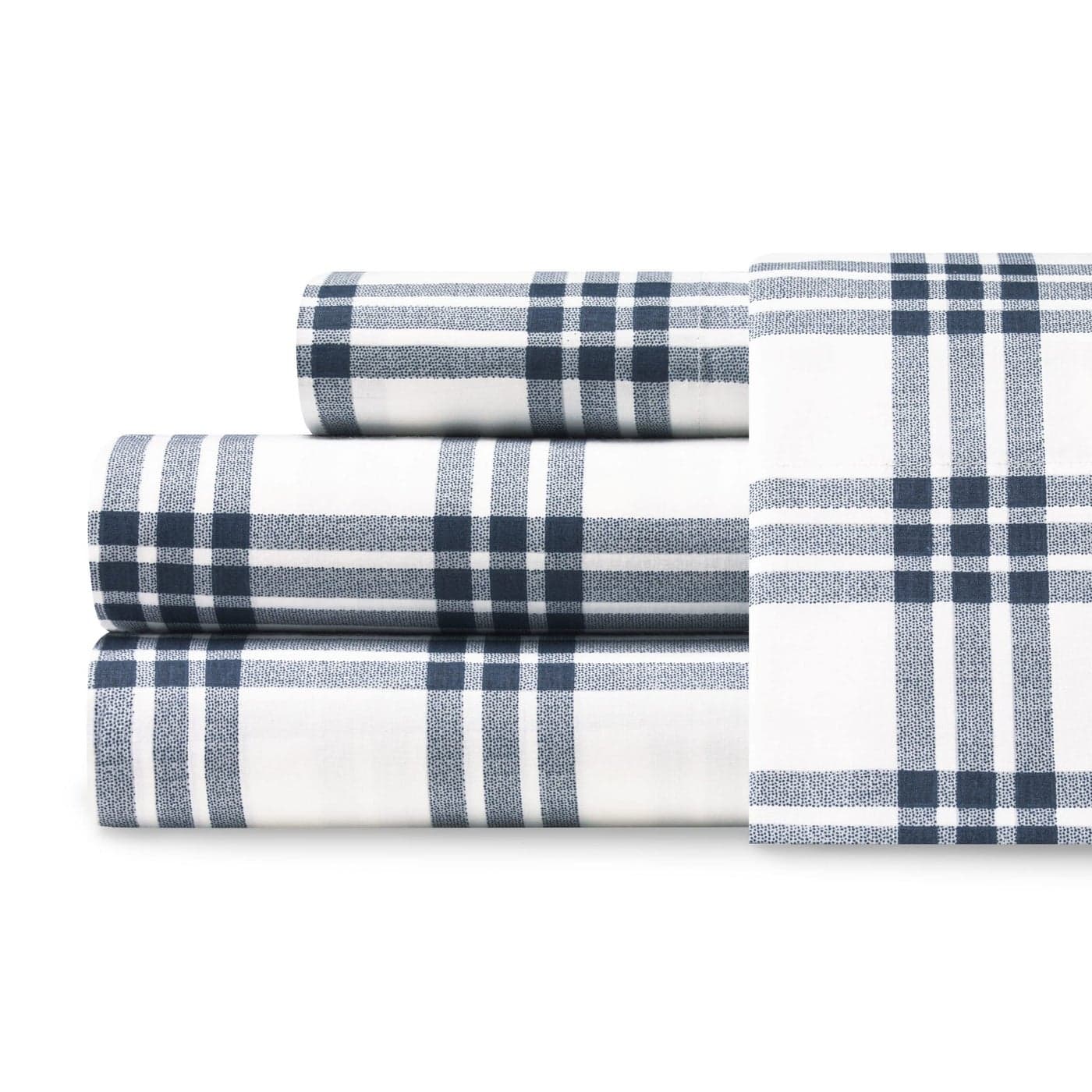 Eddie Bauer Home Percale Collection Sheet Set100 Cotton Crisp Cool Lightweight MoistureWicking Bedding Twin Navy PlaidUSHSA01132421