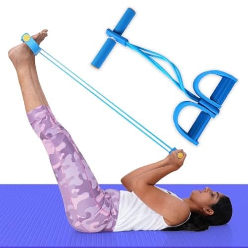 LittleLoot Yoga Pedal Puller Resistance Band for Exercise – Foot Pedal Tummy Trimmer & Abs Machine | Home Gym Equipment for Full Body Workout | Basic Yoga & Fitness Tool for Men & Women (Random Color)