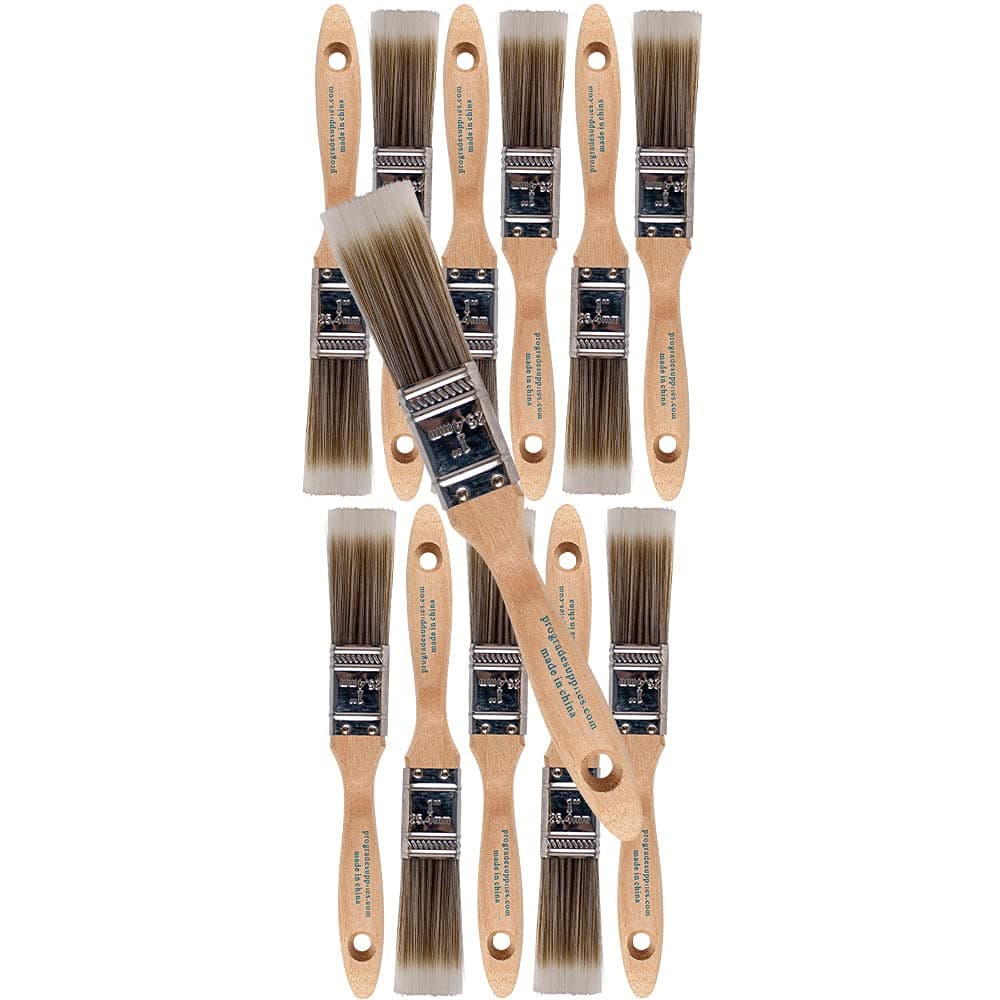 12PK 1 inch Flat Brush Premium WallTrim House Paint Brush Set Great for Professional Painter and Home Owners Painting Brushes for Cabinet Decks Fences Interior Exterior Commercial Paintbrush