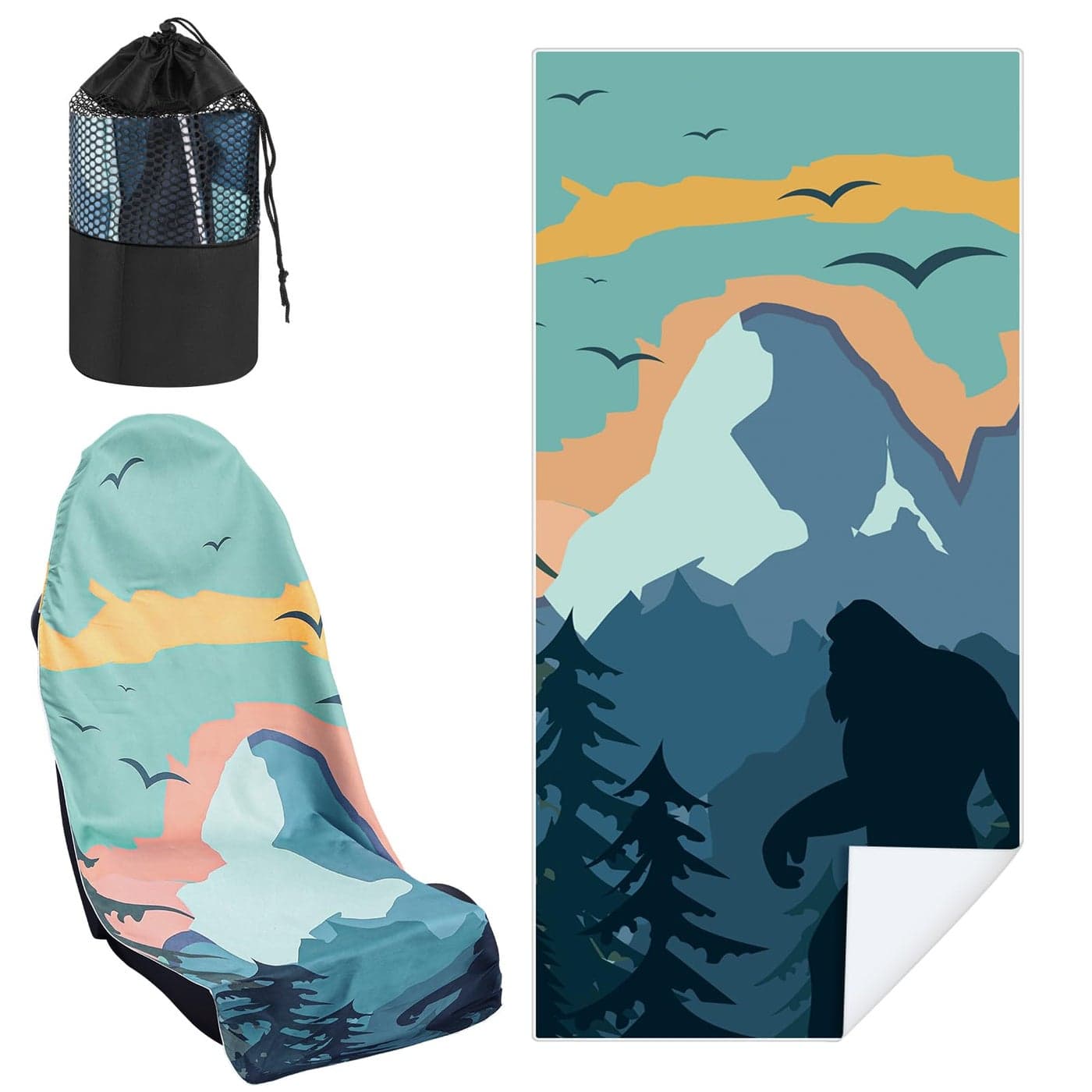 Hahafelt 2 Pack Car Seat Towel Covers with Storage Bag Seat Post Workout Sweat Washable Cover Non Slip for Car Towel for Dog Pet Workout Outdoor Sport Activities
