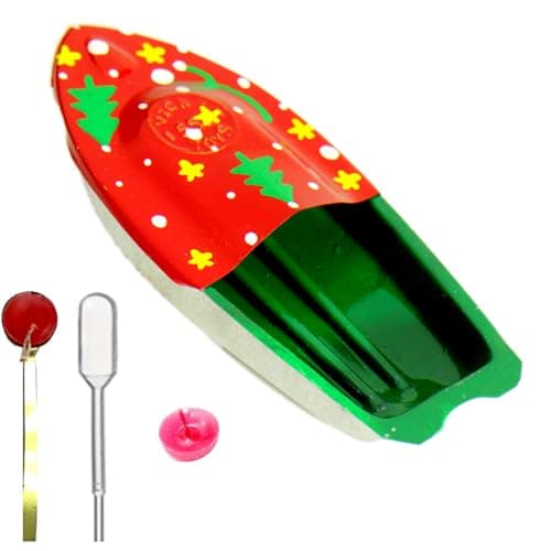Yogic Mantra Pop Pop Boat Science Kit Christmas Theme 1 Noisy Putt Putt Steam Engine Boat Classic Retro Collectible and Nostalgic Desi Indian Mela Boat Candle Powered Tin Boats