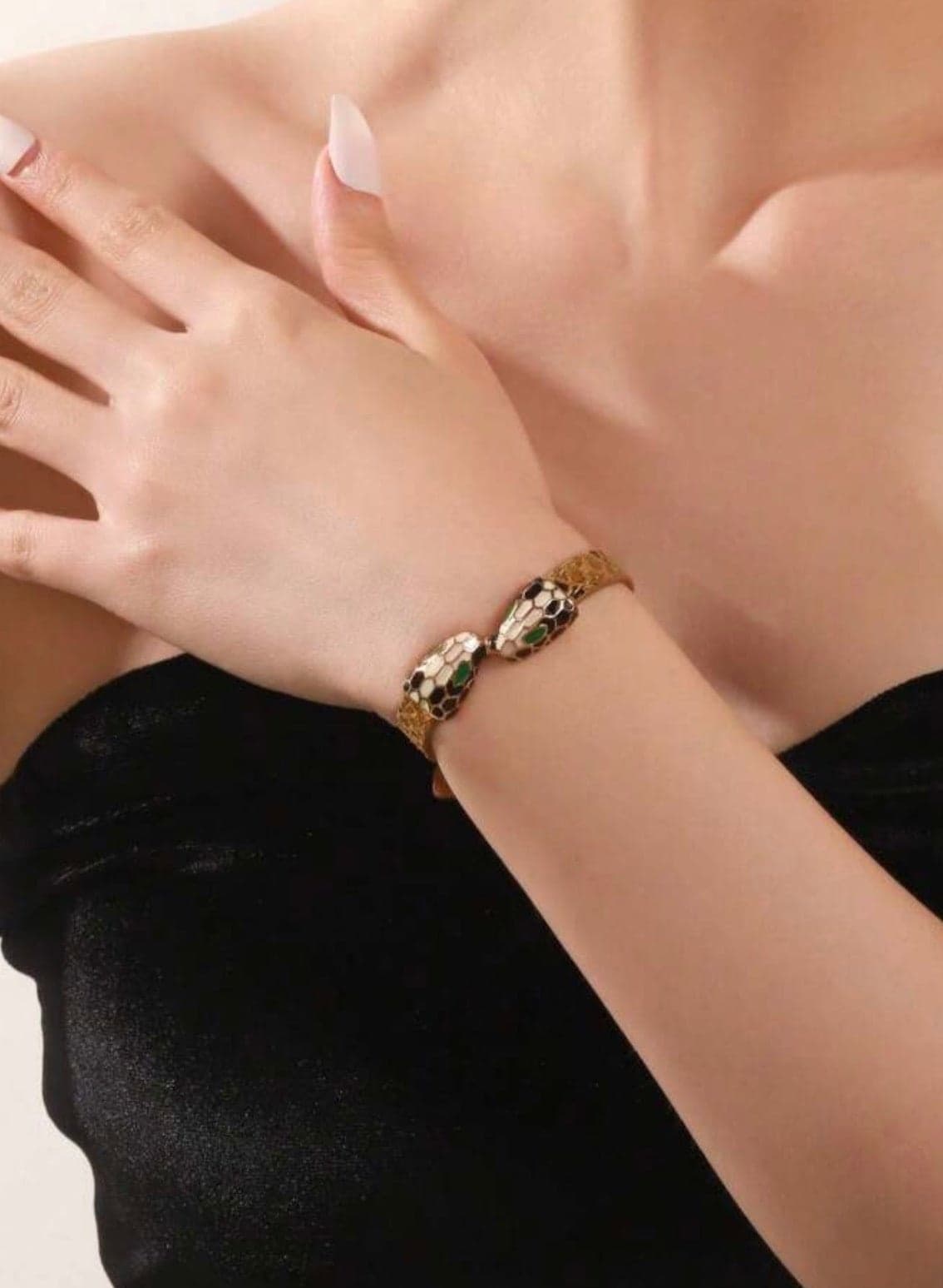 Leather Bracelet For Women With Double Snake Heads
