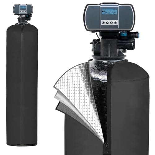 Water Softener Cover Outdoor, 3 Layers Insulation Water Softener Tank Jacket, Heavy Duty Outdoor Insulated Water Softener Tank Cover, Water Softener Covers for Outside Units, 9''D x 48''H- Black