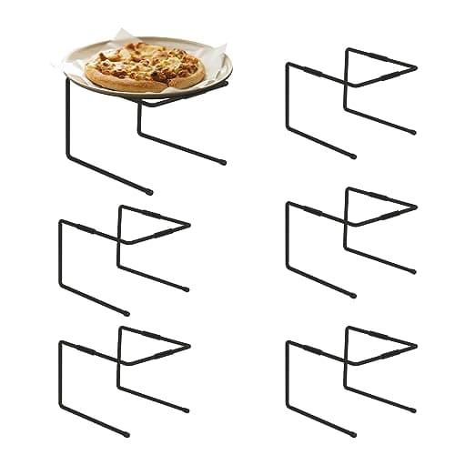 HPC DECOR 6PCS Black Metal Pizza Stands for Tables Pizza Pan Riser Rack Holder Food Display Riser Stands for Party Buffet Table Platter Tray Metal Display Stands for Home Restaurant Catering